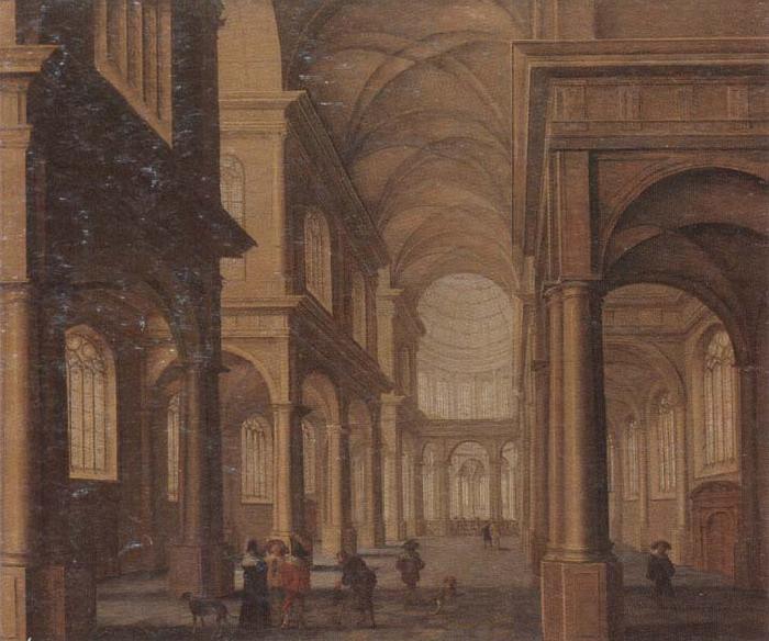 Jan Van Vucht The interior of a reformed church,with a beggar soliciting alms from an elegant company Sweden oil painting art